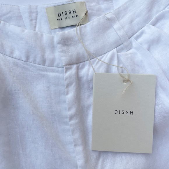 DISSH WHITE WIDE-LEG TROUSERS LINEN PANTS AU 6 / US 2 24 - Picture 4 of 11